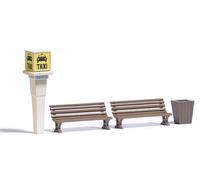 Busch 7763 HO Scale Taxi Callbox with 2 Benches