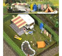 Busch 6023 - Modellismo Ferroviario, Roulotte con Accessori