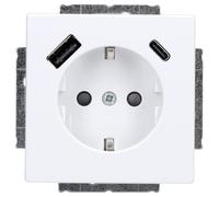 Busch-Jaeger 20 EUCB2USBAC-84 SCHUKO® USB-Steckdose, A/C future® linear, Studioweiß (2CKA002011A6306)