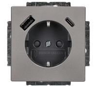 Busch-Jaeger 20 EUCB2USBAC-866 SCHUKO® USB-Steckdose, A/C future® linear, Edelstahl (2CKA002011A6314)