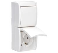 Busch-Jaeger 2601/6/20 EW-54 - Presa Schuko con interruttore a bilanciere di accensione e spegnimento (termoplastica), colore bianco alpino, Ocean® (IP 44) 2CKA001684A0327