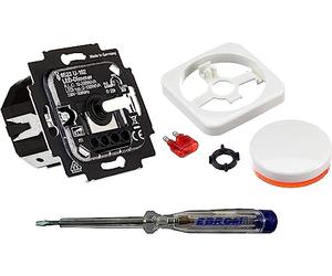 Busch Jäger 6523U-102 - Dimmer a LED con dimmer, piastra centrale 2115-214, in Reflex Si bianco alpino lucido, con tester di fase EBROM per il montaggio del dimmer (6523 U - 102)