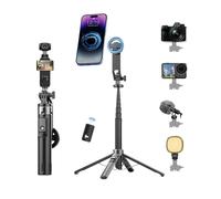 Busdebon Treppiede magnetico per telefono da 53 pollici Bastone per selfie portatile per iPhone MagSafe GoPro Action Camera con telecomando ricaricabile Compatibile con Android Travel Vlogging Live