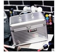 BUSEPXNE Scatola per Il Trucco Le Donne Professional Trucco di Alluminio Makeup Portable Tren Train Case Treno Case Case Box con Custodia con Specchio Beauty Case Borsa per Cosmetici(Password Silver)