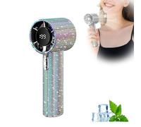 Busgiuar Diamond Portable Fan,Full Diamond Deluxe Diamond Crafted Portable Handheld Turbo Fan,Mini Portable Rechargeable USB Charging 199 Gear Wind Led Display for Home and Outdoor (#02)