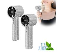 Busgiuar Diamond Portable Fan,Full Diamond Deluxe Diamond Crafted Portable Handheld Turbo Fan,Mini Portable Rechargeable USB Charging 199 Gear Wind Led Display for Home and Outdoor (2*#01)
