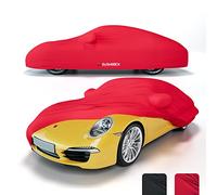 BUSHBOCK Premium Copertura per auto da interno compatibile con tutte le principali Car, Tessuto Elastico, Traspirante e Antipolvere, Morbido al Tatto (M, Rosso)