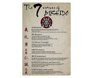 Bushido Metal The 7 Virtù Of Bushido Poster Bushido Conoscenza Vintage Home Decor Poster Decor Poster Wall Art Tin Sign Decor Poster Poster Poster di metallo 20 x 35 cm