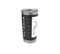 Bushido Sumi-e Samurai 7 Virtù Kanji Giapponese in Italiano Bicchiere termico in acciaio inox doppia parete