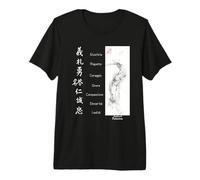 Bushido Sumi-e Samurai 7 Virtù Kanji Giapponese in Italiano Maglietta Premium