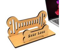 Business Cards Holder - 9x5x3cm Business Card Holders Display | Wooden Card Stand | Holder Display Organizer, Carved Dog Bone Design, Wooden Open Cards Stand For Desk, Tabletop, Counter