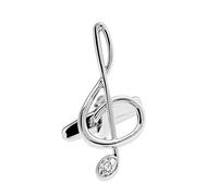 Business Cufflinks Men's Metal Music Symbol Treble Clef Notes White Rhinestone Cufflinks Business Shirt Accessories for Business Wedding Gift