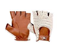 BUSINESS SQUARE BS Guanti Guanti Guanti da Guida in Pelle Vacchetta e Gancio in Cotone da Uomo Stile Retrò Guanti di Lusso Senza Dita Auto Moto Bicicletta Ciclismo con Cinturino a Pressione (M)