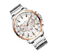 Business Watch, Mens Metal Watch - Cronografo Orologi da uomo - Classico cinturino meccanico, elegante accessorio per abbigliamento da lavoro per tutti i dipendenti di uomini lavoratori, platino