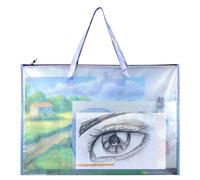 BUSOHA Grande borsa in vinile trasparente con manico e cerniera/borsa impermeabile per opere d'arte, grafici e materiale didattico, multiuso, 48 x 63 cm