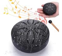 BUSOHA Tamburo antipioggia per esterni, 7,6 cm, 6 note, in acciaio, impermeabile, per strumenti da giardino, mini tamburo a mano per esterni