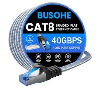 BUSOHE Cat 8 Cavo Ethernet 10m, Alta Velocità 40Gbps LAN Gigabit Piatto