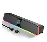 BUSP-HYY Altoparlanti per computer - Barra audio Bluetooth cablata alimentata tramite USB, con manopola RGB e volume, altoparlante stereo HiFi portatile per monitor desktop, PC, laptop, tablet, Mac