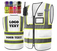 Busparst Gilet di Sicurezza con Logo Personalizzato per Uomo e Donna - Gilet da Lavoro Riflettente ad Alta visibilità Classe 2 con 4 Tasche