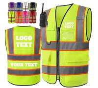 Busparst Gilet di Sicurezza con Logo Personalizzato per Uomo e Donna - Gilet da Lavoro Riflettente ad Alta visibilità Classe 2 con 4 Tasche