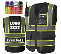 Busparst Gilet di Sicurezza con Logo Personalizzato per Uomo e Donna - Gilet da Lavoro Riflettente ad Alta visibilità Classe 2 con 4 Tasche