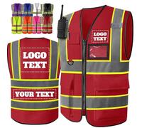 Busparst Gilet di Sicurezza con Logo Personalizzato per Uomo e Donna - Gilet da Lavoro Riflettente ad Alta visibilità Classe 2 con 4 Tasche