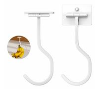 bussdis Gancio a banana pieghevole sotto l'armadio - Gancio magnetico per banane, supporto adesivo per banane, salvaspazio, si ripiega con magneti quando non in uso, bianco, confezione da 2