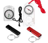 Bussola con fischietto di emergenza, 2 pezzi, orientamento Boy Scout, Compass navigazione, bussola leggera da trekking con inclinazione regolabile per spedizione, mappa