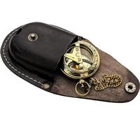 Bussola con meridiana in ottone con custodia in pelle e catena, bussola aperta a pressione, accessorio steampunk, bussola tascabile con meridiana, bellissimo regalo fatto a mano, orologio con