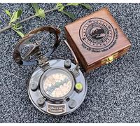 Bussola con meridiana in ottone, regalo personalizzato per uomo, bellissimo orologio con meridiana fatta a mano, orologio solare inciso per lui, decorazione antica (nero) - WOANIN