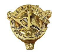 Bussola con meridiana - quadrante solare in ottone massiccio da 7,6 cm, bussola con meridiana in ottone, decorazione, grande bussola a triangolo in ottone con gambe a vite regolabili