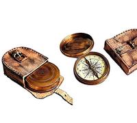 Bussola con poesia Robert Frost da 6,3 cm, con custodia in pelle fatta a mano, stile rustico, vintage, decorazione per la casa