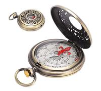 Bussola da escursionismo in ottone vintage, bussola tascabile leggera, quadrante grande, strumenti di orientamento, strumento di navigazione di sopravvivenza con portachiavi per