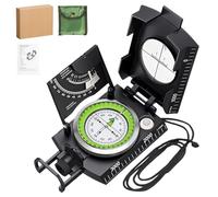 Bussola da trekking, bussola tascabile professionale con clinometro e borsa per il trasporto, bussola militare multifunzionale, bussola da pesca con design fluorescente per campeggio Hiking (nero)
