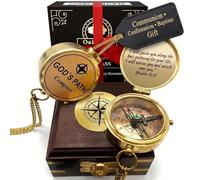 Bussola del sentiero di Dio, regalo per battesimo, comunione e cresima per ragazzi, regalo per battesimo, cattolico, religioso, laurea per uomini, biglietto di auguri incluso (scatola di legno)