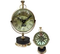 Bussola di navigazione vintage con meridiana, tascabile per escursionismo, campeggio, decorazione nautica, da collezione e regalo reale, orologio da scrivania antico