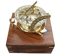 Bussola nautica antica in ottone massiccio da 4'' con scatola in legno regalo