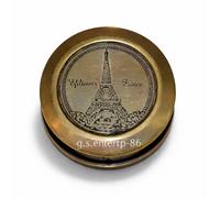 Bussola ottone 2,5" Torre Eiffel Robert Frost poesia vintage regalo da viaggi...