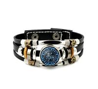 Bussola Per Bovini Taurus Mighty Bracciale In Pelle Intrecciata A Strati Regolabile Con Rilievo Dello Spazio Profondo, Bracciale Etnico Punk Fatto A Mano, Accessorio Per L'Amicizia, Regalo Di Complean