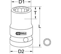 Bussola per chiave a percussione Acciaio al cromo-molibdeno 515.0924 KS TOOLS