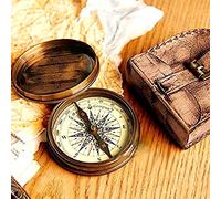 Bussola Poesia in ottone anticato con custodia in pelle, bussola regalo