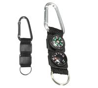 Bussola portachiavi moschettone con termometro, mini bussola da escursionismo sospesa impermeabile, strumento di sopravvivenza multifunzionale per sport all'aria aperta escursionismo campeggio nero