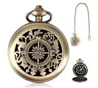 Bussola Vintage con Catena, Mini Bussola Impermeabile Portatile, Compass Professionale Esterni, Bussole Tascabile Ottone Classica per Campeggio Escursioni Orienteering Vela e Scouting