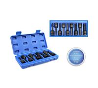 BUSSOLE RIBE AD IMPATTO ATTACCO 1/2" SET 9 PZ MISURE DA R5 A R14 PUNTE 75 MM