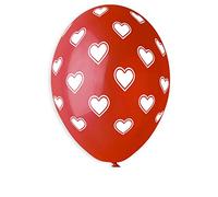 Busta 25 palloncini con cuori in lattice naturale Premium Quality G120 (Ø 33cm / 13"), rosso