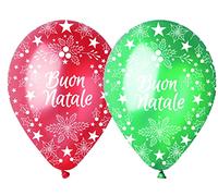 Busta 25 palloncini perlati con stampa Buon Natale in lattice naturale Premium Quality G120 (Ø 33cm / 13"), rosso/verde