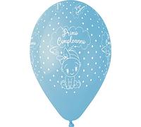 Busta 25 palloncini perlati Primo Compleanno in lattice naturale Premium Quality G120 (Ø 33cm / 13"), azzurro perlato