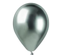 Busta 50 palloncini metallizzati in lattice naturale Premium Quality G120 (Ø 33cm / 13"), argento metallizzato
