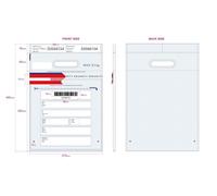 Busta adesiva porta valori con codice numerico/barcode, nastro VOID e maniglia