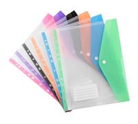 Busta con Bottone A4, 6 Pezzi Busta Porta Documenti, Cartelline in plastica forate a 11 fori con chiusura a strappo, Buste Cartelline A4 Trasparenti per Organizzare i Documenti